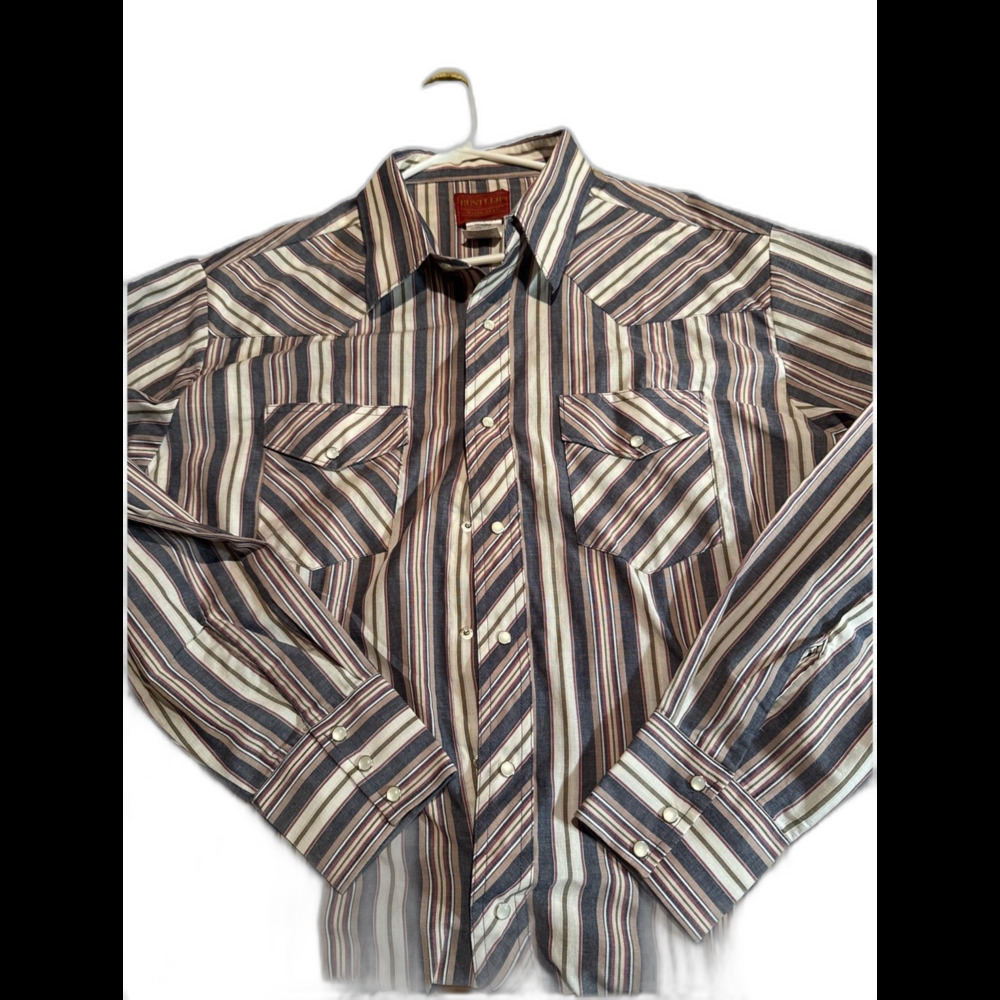 Vintage Men's Wrangler Wrancher Western plaid shirt pearl snaps XL